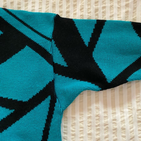 VTG 80s Ski Sweater Marceau Sports Pullover Abstract Drop Shoulder Retro - Picture 11 of 16